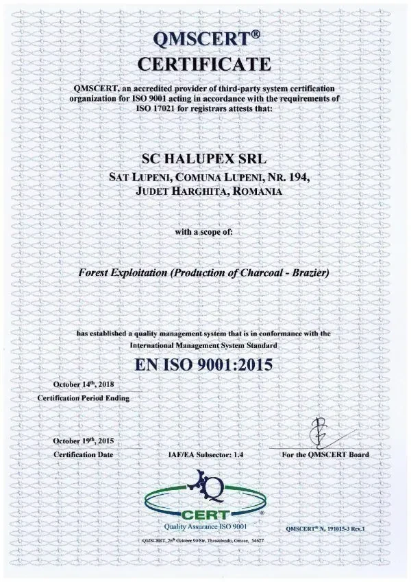 Certificat ISO 9001